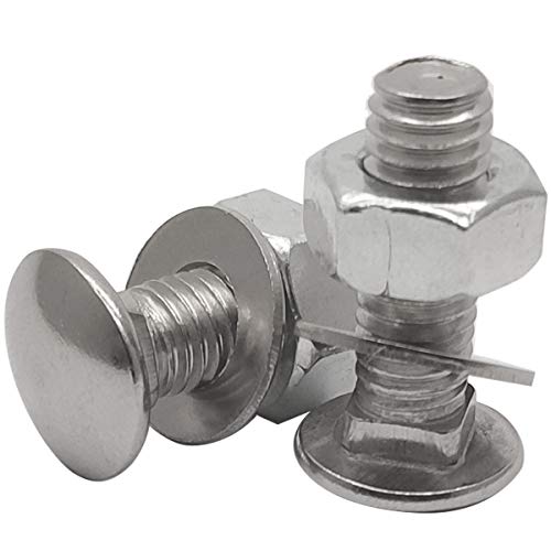 Image of 10Sets M8-1.25 25mm 304 Stainless Steel Carriage Bolts, Nuts, Flat Washers Kits, Plain Finish