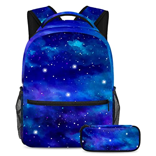 Sac à dos bleu ciel étoilé et trousse, le lot de 2 cartables idéal pour la rentrée
