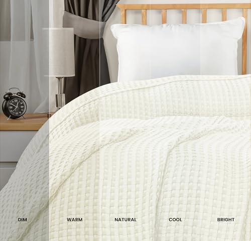 Image of Utopia Bedding 100% Cotton Waffle Weave Blanket King Size for Bed - Lightweight, Breathable Summer Blankets Soft and Cozy, Gifts for Women Home Room Decor (Ivory, 90x108 Inch)
