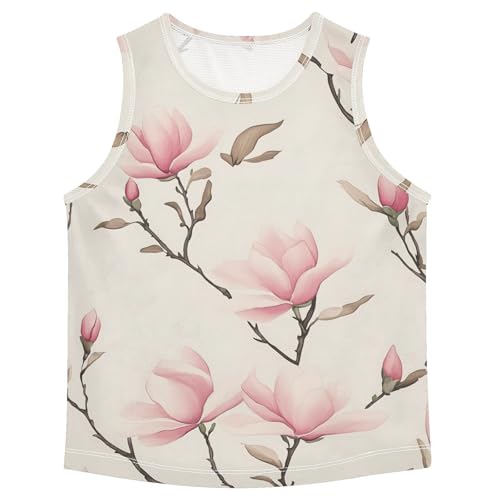 susiyo Small Pink Magnolia Flowers Boys Sleeveless Tank Top Girls Athletic T Shirt