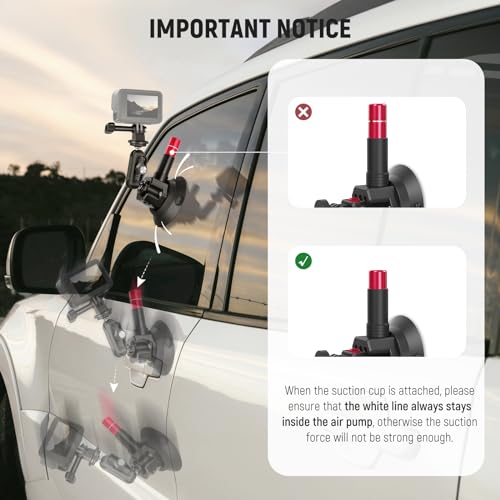 Image of NEEWER Dual Suction Cup Car Mount Kit with 360 Ball Head Magic Arm, Quick Release Air Pump Vacuum Camera Mount with Phone Holder & Action Camera Adapter Compatible with GoPro Insta360 DJI OSMO, CA066