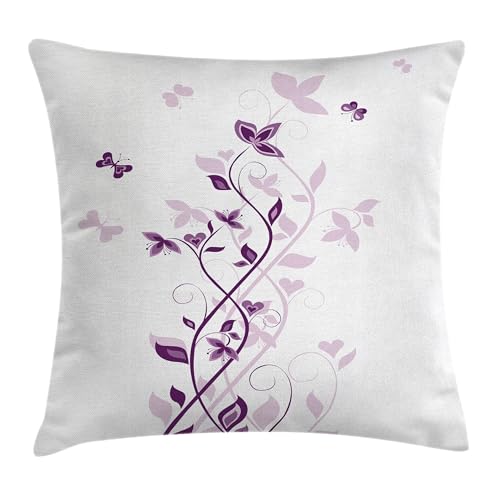 Ambesonne Spring Throw Pillow Cushion Cover, Violet Tree Swirling Lilac