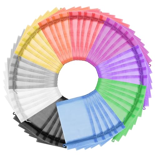 Yoodriy 100 Bolsas de Organza 10×15 cm, Bolsas de Regalo, Pequeñas Bolsas de Tela para Confeti, Recuerdos de Boda, Joyas, Chuches, Fiestas y Manualidades