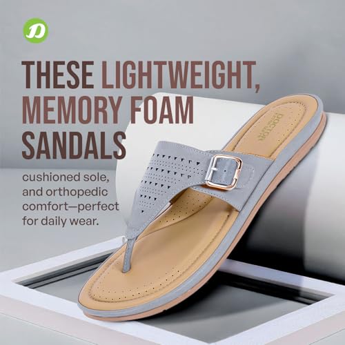 Image of DOCTOR EXTRA SOFT Women's Flat Memory Foam Slippers /Flip-Flops Fashion Stylish Casual Comfortable Diabetic Orthopedic Lightweight Synthetic Slip-on Sandals with Adjustable Buckle for Girls & Ladies D-609