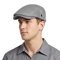 HIQIU Unisex Schirmmütze Baskenmütze Herren Atmungsaktiv Mesh, Flatcap Damen Sommer Gatsby Newsboy Barett Kappe, Schiebermütze Herren Sommer Hut Sportmütze Einstellbar 55 cm-60 cm (Hell Grau)