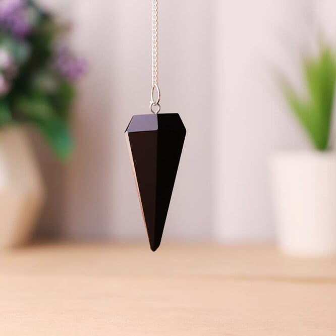 Image of Black Obsidian Point Pendulum | Natural Gemstone Dowsing & Divination Tool for Reiki, Chakra Balancing, Meditation, Energy Healing & Spiritual Guidance 1 pc