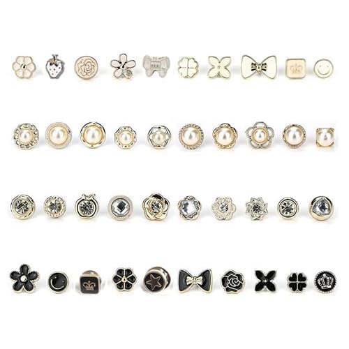 Image of ARLICORPING 20Pcs Women Shirt Brooch Pearl No Sew Button Pins Instant Jeans Safety Pin