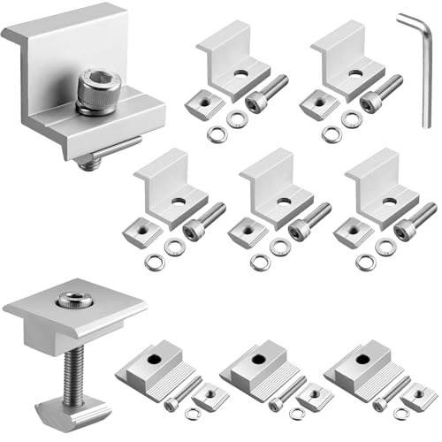 Anbte 10 Stück Solarmodul Halterung Kit 30mm inkl. 6PCS Mittelklemmen und 4PCS Endklemmen Aluminiumlegierung Solarpanel Z Halterung für Gerahmte Solarpanels Wohnmobile (Silber)