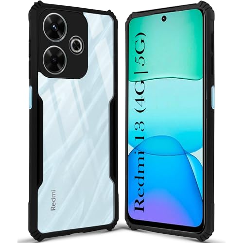 Image of Jkobi Back Case Cover for Xiaomi Mi Redmi 13 4G | 5G (Shockproof with Polycarbonate Clear Panel | Black)