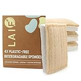 Natural Kitchen Sponges – Eco-Friendly, Compostable Dish Sponges – Loofah & Cellulose Scrubbers – Plastic-Free, Zero-Waste, Biodegradable – Durable, Non-Scratch – Pack of 4