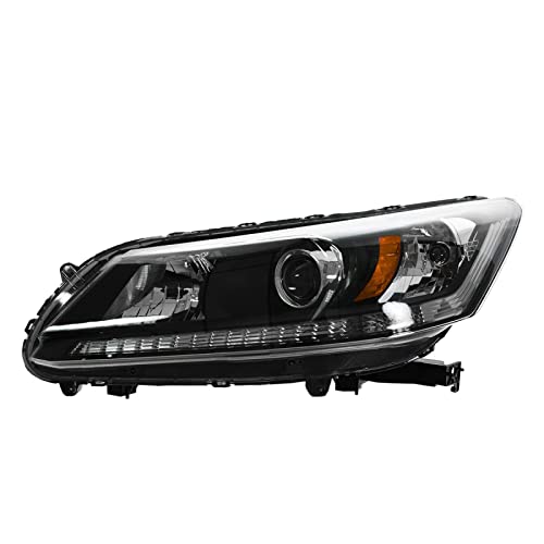 Image of TRQ Driver and Passenger Side Headlight Assembly Set Compatible with 13-15 Honda Accord Sedan EX LX Sport Touring Hybrid Halogen Only