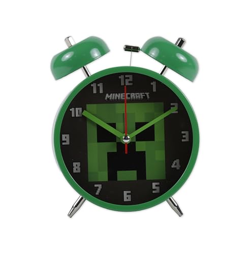 Accutime Minecraft Kids Creeper Twin Bell Alarm Clock