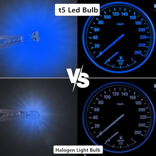 Image of ecocstm 12 PCS T5 LED Bulbs, 74 73 37 2721 Instrument Cluster Light Bulb, 12 Volt Bright Canbus Error Free LED Dashboard Light Bulb, 3030 SMD Automotive Replacement Bulbs (Blue)