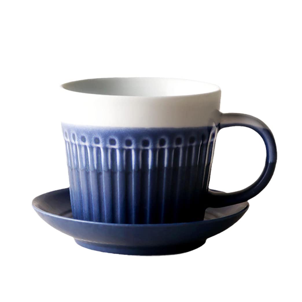 QPZK Japanese Vintage Ceramic Coffee Cup With Saucer Handle, Porcelain Cereal Mug,Wide Base Coffee Mug,Handmade Pottery Big Coffee Mug Tea Cup, Microwave and Dishwasher S D