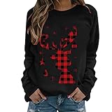 Yowablo Jersey impreso camiseta blusa casual mujeres damas invierno sudadera tops blusa mujer blusa Auxiliar vida, El negro #2, L