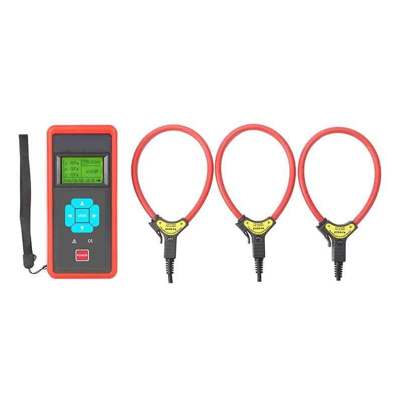 Three Channel Flexible Coil Current Recorder 1~3 Channel Flexible Coil AC Current Monitoring Meter with Range AC 0.00A～20.00kA Resolution AC 10mA
