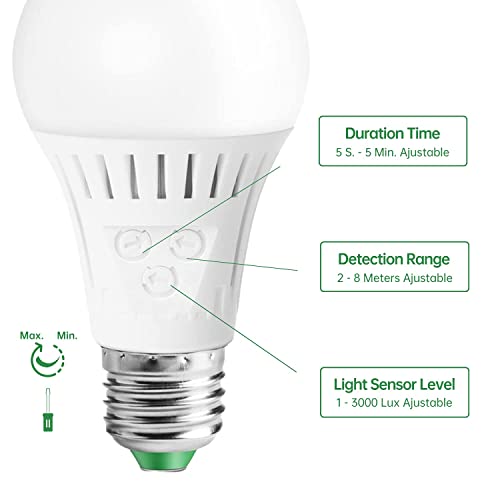 Ampoule LED E27 détecteur de mouvement 3000K lot de 2 réglable - 2