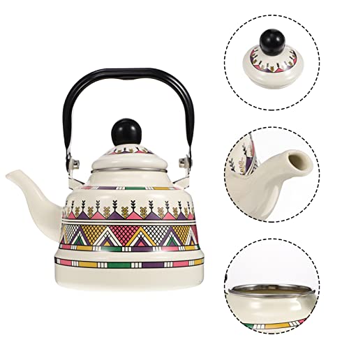 Enamel Tea Kettle Vintage Whistling Tea Kettle Tea Pot With Handle Whistle Kettles Gas Stove Fast Boiling Water Pot Pour Over Coffee Kettle For Home Restaurant Hotel Beige #TOP6