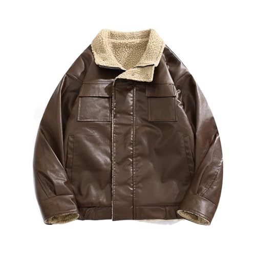 Veste en cuir homme épaisse patchwork haut de mi-saison élégant