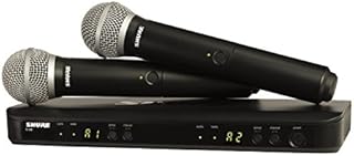 Shure BLX288/PG58 Wireless Microphone System for Two Performers with BLX88 Dual Channel Receiver and Two BLX2 Handheld Transmitters with PG58 Mic Capsules for Lead and Backup Vocals - H10 Band