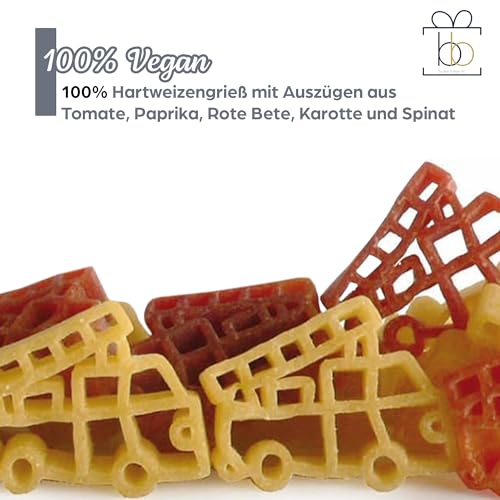 Bull & Bear bunte Feuerwehr Nudeln 250g, Motivnudeln aus Hartweizengrieß, handgefertigt in deutscher Manufaktur, Pasta Geschenk