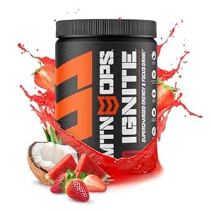 MTN OPS Ignite Supercharged Energy Drink Mix 45-Serving Tub, Tiger’s Blood