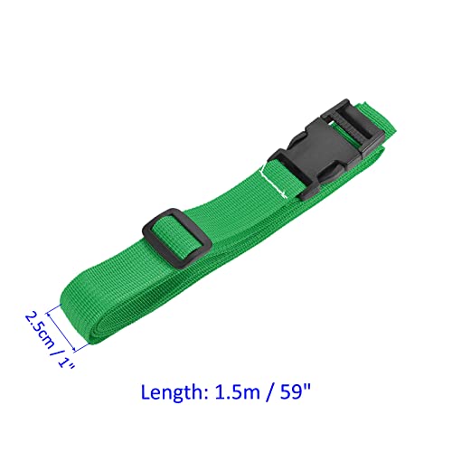 Image of M METERXITY 1 Pack Luggage Straps- Travel Baggage Accessory Adjustable Suitcase Belt with Quick Release Buckle, Apply to Travel (1.5 Meters, Green)