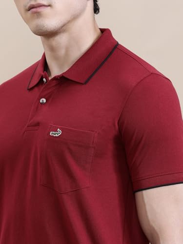 Image of CROCODILE Men Solid Polo T-Shirt | 100% Cotton | Short Sleeve | Slim Fit | Button Placket White