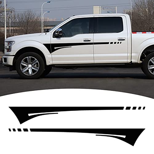 Image of Bilisin Car Sports Side Skirt Decals Racing Strip Vinyl Sticker(2PCS,Black