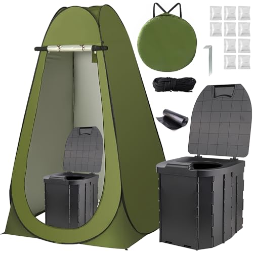 Tienda de privacidad portátil para adultos - Tienda de camping plegable XL con baño portátil y 10 bolsas de gel para desechos líquidos miniatura 1