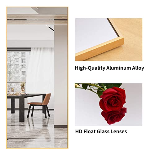 Image of BEAUTYPEAK Full Length Mirror 32 inchx71 inch, Rectangle Large Full Body Floor Mirrors, Dressing Wall Mirror with Aluminum Alloy Thin Frame for Living Room, Bedroom, Gold