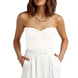 Sdencin Women Sexy Deep V-Neck Corset Crop Top Sleeveless Slim Fit Bow Tie Zip Back Push Up Boned Bu