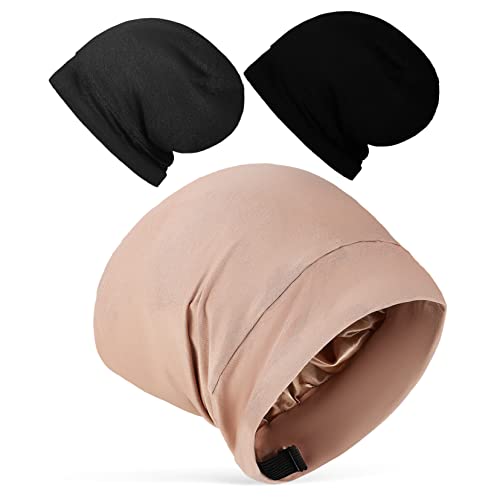 Bonnet de nuit en satin avec bande élastique cachée réglable