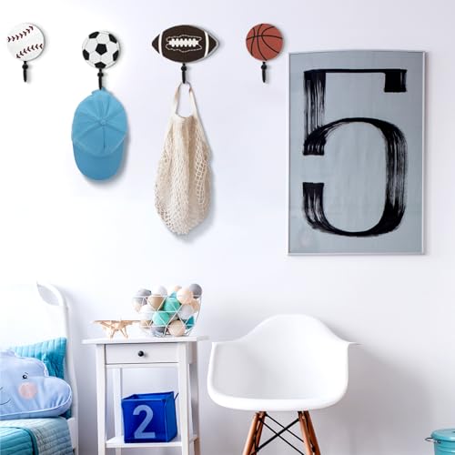 Marsui 4 Pcs Sports Hooks for Wall Nursery, Flat Single Hook, 4 Inch by Marsui - Used condition - Image 7