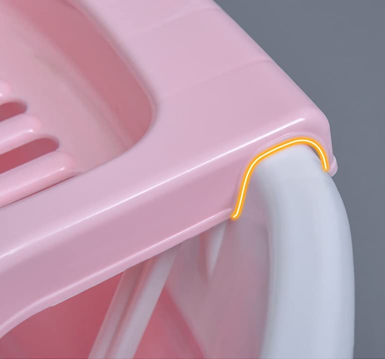GRTG Lavabo plegable + tabla de lavandería, redondo, adecuado para lavar la ropa con la mano (color: rosa, tamaño: 1 unidades)