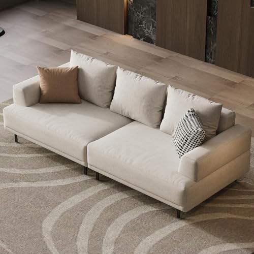 Gaoyangjiaju Cream Fabric Sectional Sofa 82.67in 3-Seats