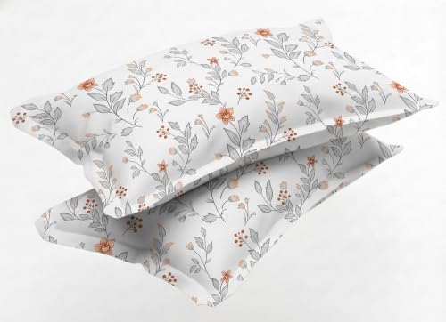 Image of IVAZA 240 TC Soft Ezyption Cotton Floral Print King Size Bedsheet - with 2 Pillow Covers, Hypoallergenic, Brethable, (Size- 90 x 90 Inch) Snow White