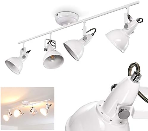 Lampa sufitowa Tina, metalowa lampa sufitowa w kolorze czarnym/złotym, 2 lampy, z regulowanymi reflektorami, 2 x gniazdo E14, reflektor w stylu retro/vintage, bez żarówek