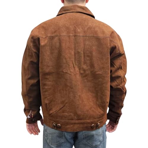 My Party Shirt Jerry Reversible Suede Jacket With Candy Stripe Lining - 90s TV Show Gift Iconic Brown Coat Pink It's Fabulous4