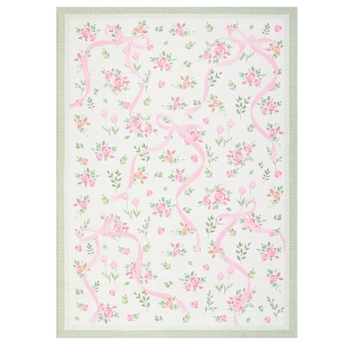 Tapete GarveeHome Coquette 4x6 Rosado y Verde miniatura 4