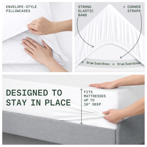 Image of TRUE BAMBOO Sheets Set Full Size - Silky Soft & Cooling - White