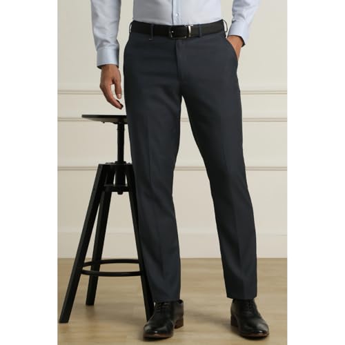 Image of Van Heusen Mid Rise Checkered Formal Trouser for Men|Regular Fit Formal Pants |Stretchable Waist|