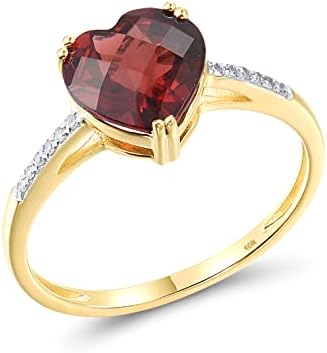 Santuzza 10K Solid Gold Solitaire Gemstone Genuine Diamond Ring f...
