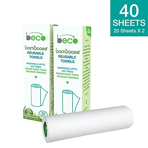 Beco Bamboo Eco Friendly Reusable Kitchen Towel Roll (Pack of 2 Roll) 40 sheets Organic
