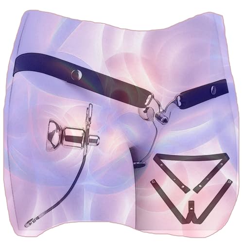 Stainless Steel Flat Cross-Dressing Cage with Adjustable Waist Belt, Male Popular Metal Negative Inverted Devices -USLA02 (B:Black-3233)