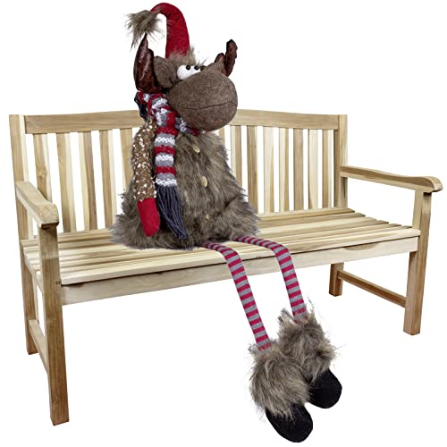 Christmas Paradise XL Kantenhocker Weihnachts-Elch 36cm(90cm) sitzendes Rentier braun