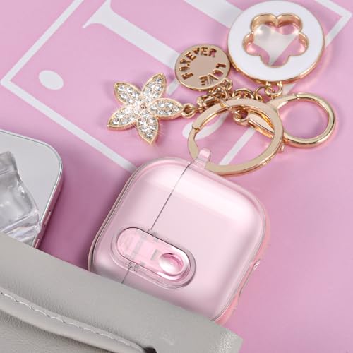 Image of (with Safety Lock) Clear Case Compatible with Cute Apple Airpods 4 Cases 2024 Women, VISOOM Soft TPU Transparency Air pods 4 Gen Cases iPods 4 Earbuds Case Girl Bling Keychain for Airpod iPod 4th Gen
