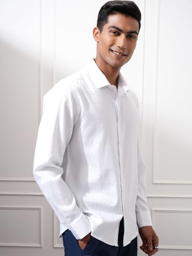 Image of Locomotive Men's Slim Fit Shirts | Self Design | Long Sleeves | Cutaway Collar | Casual Shirts | Stylish Shirt