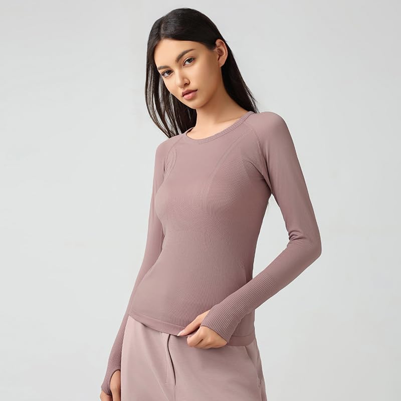 LUYAA Women's Workout Tops Long Sleeve Shirts Yoga Sports Breathable Gym Athletic Top Slim Fit - Image 2