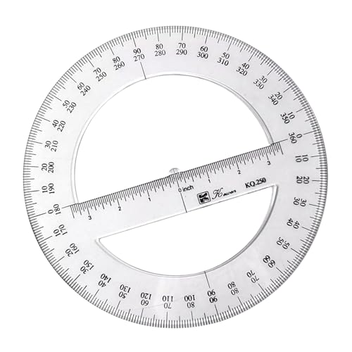 Regla transportadora redonda de 25 cm, herramienta de medición matemática, ángulos centrales completos
